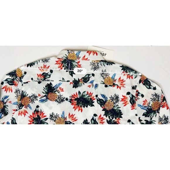 Jogal Pineapple Floral Tropical Linen Blend Spread Collar White Shirt sz XXL NWT - Picture 6 of 10